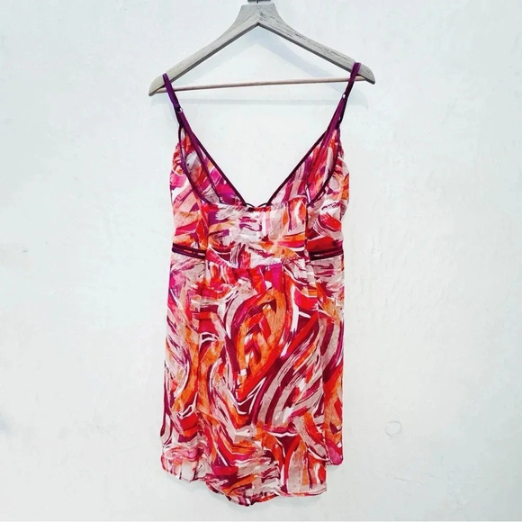 Cacique || Sheer Night Top & Thong in Vivid Multi Color Dreams 26/28 (3x) - Picture 1 of 10